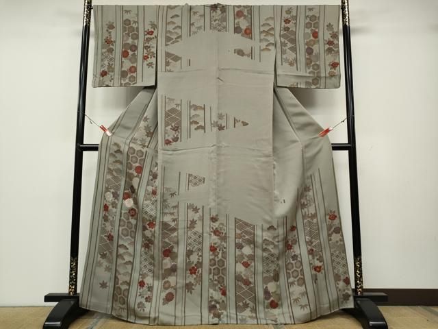 平和屋着物 訪問着 刺繍 草花文 金彩 正絹 ut