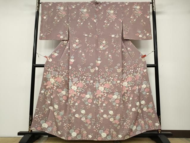 平和屋着物 訪問着 草花文 金彩 鬼しぼ縮緬 正絹 ut