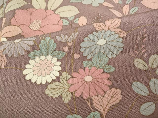  平和屋着物 訪問着 草花文 金彩 鬼しぼ縮緬 正絹 ut 訪問着 付け下げ 着物