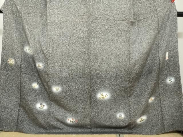 平和屋着物○訪問着 作家物 押し花 草花文 蛍暈し たたき染め 黒地