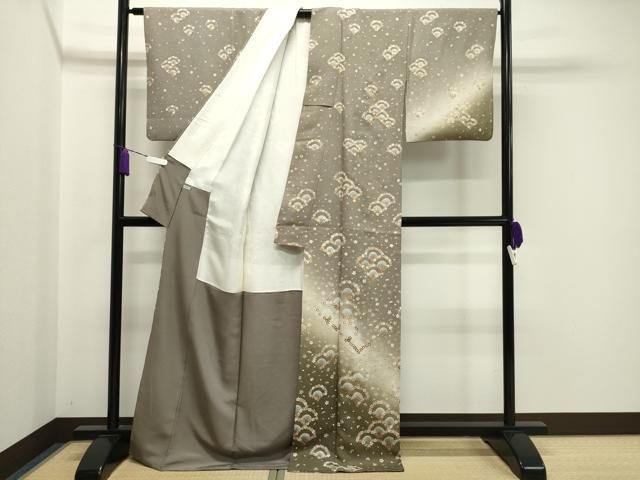 平和屋着物 訪問着 青海波舞桜文 暈し染め 金彩 ロング丈 正絹 gh