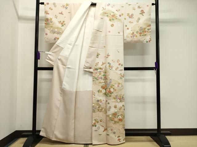 平和屋着物 訪問着 駒刺繍 雲重ね宝尽くし花文 暈し染め 金彩 正絹 gh