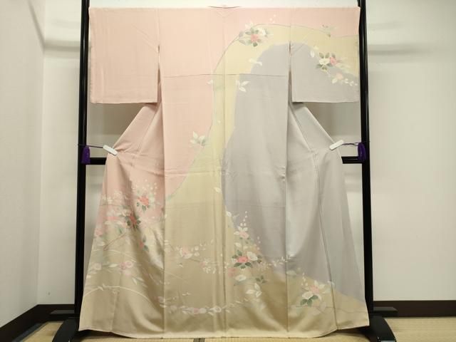 平和屋着物 訪問着 友禅 枝花文 正絹 gh