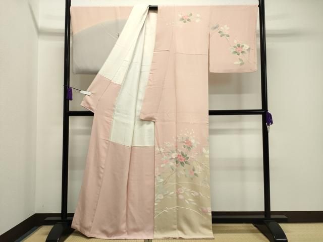 平和屋着物 訪問着 友禅 枝花文 正絹 gh