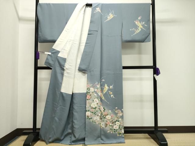 平和屋着物 訪問着 友禅 作家物 扇面花文 暈し染め 正絹 gh