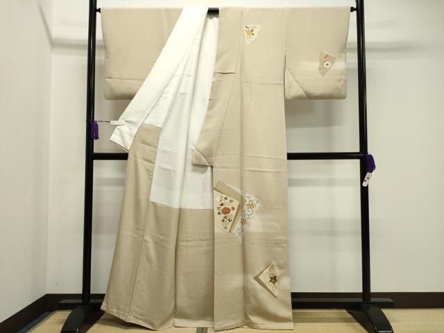 平和屋着物 訪問着 駒刺繍 色紙重ね花唐草文 暈し染め 金彩 正絹 gh