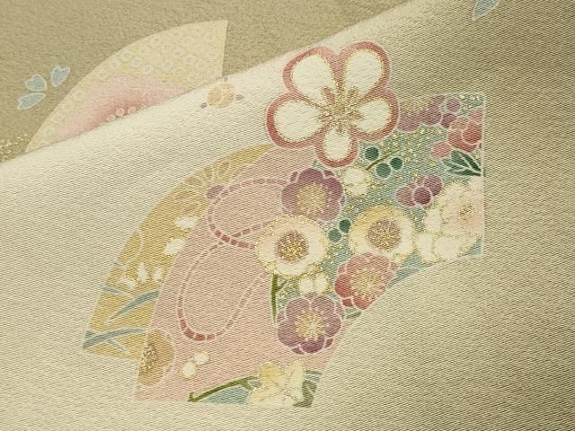  平和屋着物 訪問着 地紙重ね花文 蛍暈し 金銀彩 正絹 gh 訪問着 付け下げ 着物