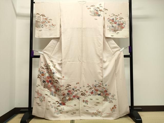 平和屋着物 訪問着 作家物 籬松竹花文 暈し染め 金彩 正絹 gh