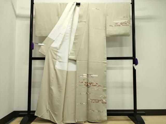 平和屋着物 訪問着 駒刺繍 立波エ霞花文 金彩 正絹 gh