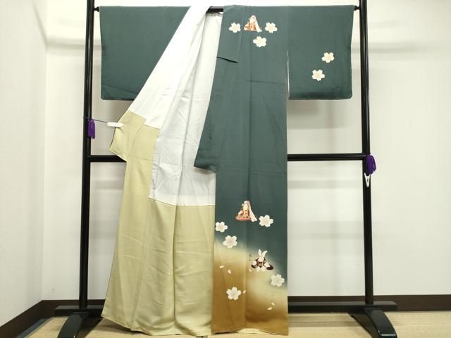 平和屋着物 訪問着 兎 舞桜文 暈し染め 金彩 鬼しぼ縮緬 正絹 gh