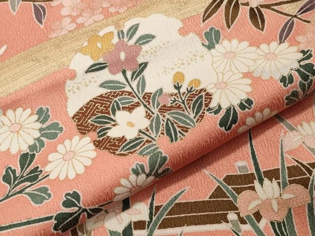  平和屋着物 訪問着 雪輪重ね花文 金彩 正絹 gh 訪問着 付け下げ 着物