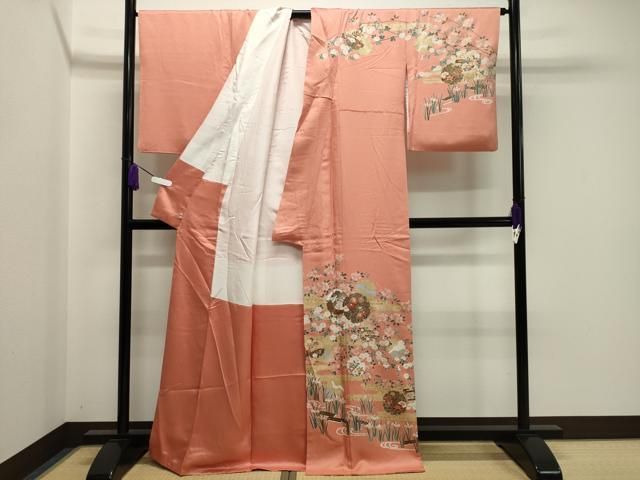 平和屋着物 訪問着 雪輪重ね花文 金彩 正絹 gh