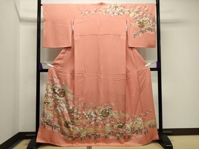 平和屋着物 訪問着 雪輪重ね花文 金彩 正絹 gh
