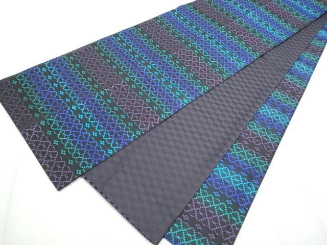 平和屋着物○両面 全通柄袋帯 花織 幾何学文様 正絹 逸品 CABA0926hy