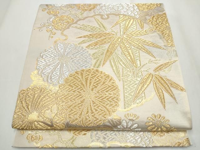 平和屋着物 西陣 川島織物 六通柄 本袋帯 雪輪草花文 金銀糸 正絹 hy