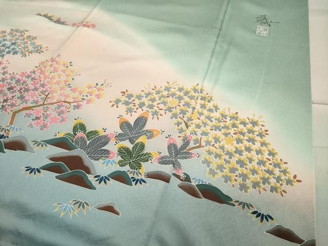  平和屋着物 染色作家 おだに武士 訪問着 風景文 暈し染め 正絹 gh 訪問着 付け下げ 着物