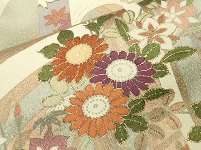  平和屋着物 訪問着 立波花蝶文 暈し染め 金彩 正絹 gh 訪問着 付け下げ 着物