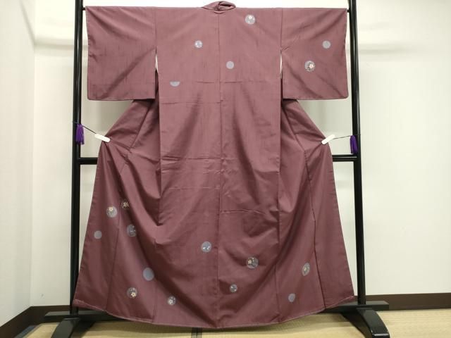 平和屋着物 訪問着 紬地 手描き 舞桜丸文 正絹 gh