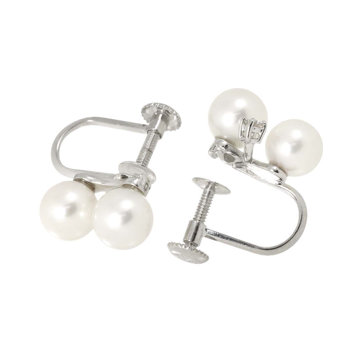  タサキ TASAKI アコヤ真珠 5.8-5.5 mm ダイヤ 0.01 ct イヤリング K 18 WG 750 パール 田崎真珠 Akoya Pearl Earrings イヤリング アクセサリー