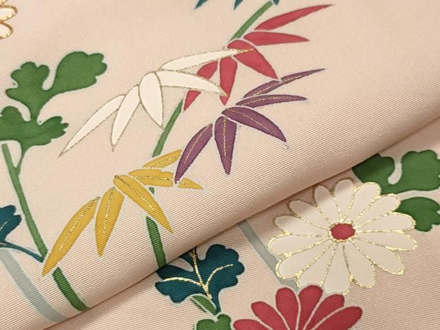 平和屋着物○訪問着 駒刺繍 梅笹花文 金彩 正絹 逸品 未使用