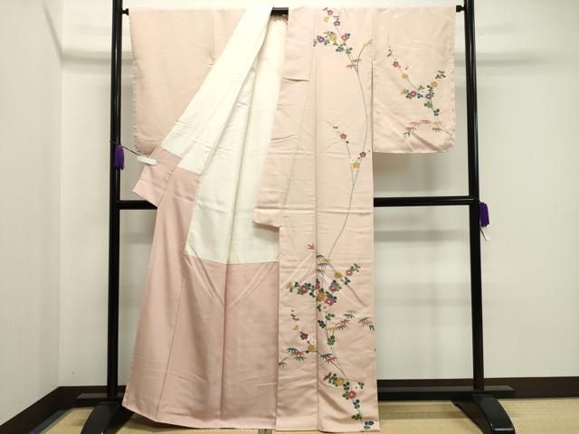 平和屋着物 訪問着 駒刺繍 梅笹花文 金彩 正絹 gh