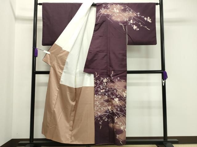 平和屋着物 創業140年 小糸染芸の四代目 小糸敏夫 訪問着 紬地 駒刺繍 万寿菊 暈し染め 金彩 正絹 gh