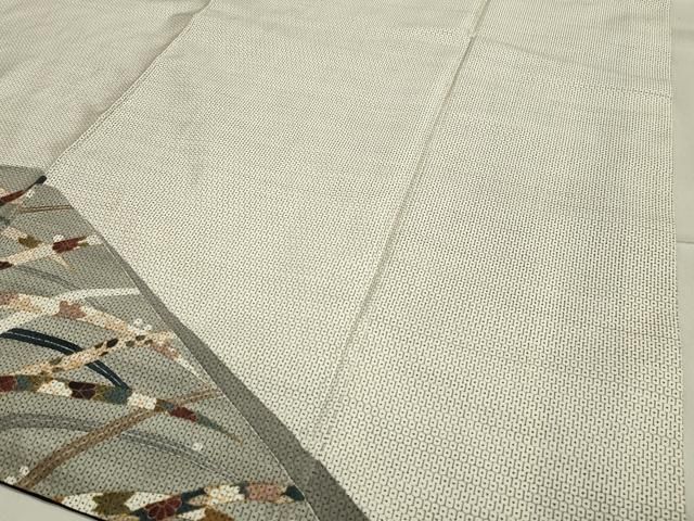  平和屋着物 訪問着 本場大島紬地 白大島 駒刺繍 100亀甲 色紙重ね草花文 正絹 gh 訪問着 付け下げ 着物