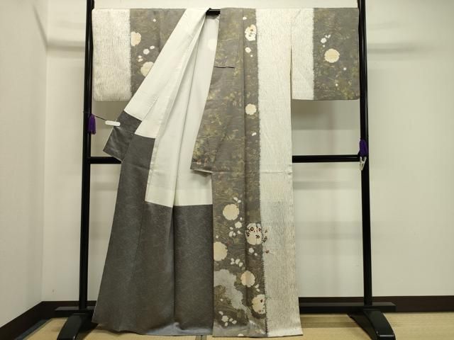 平和屋着物 訪問着 絞り 刺繍 雪輪花文 金彩 正絹 gh