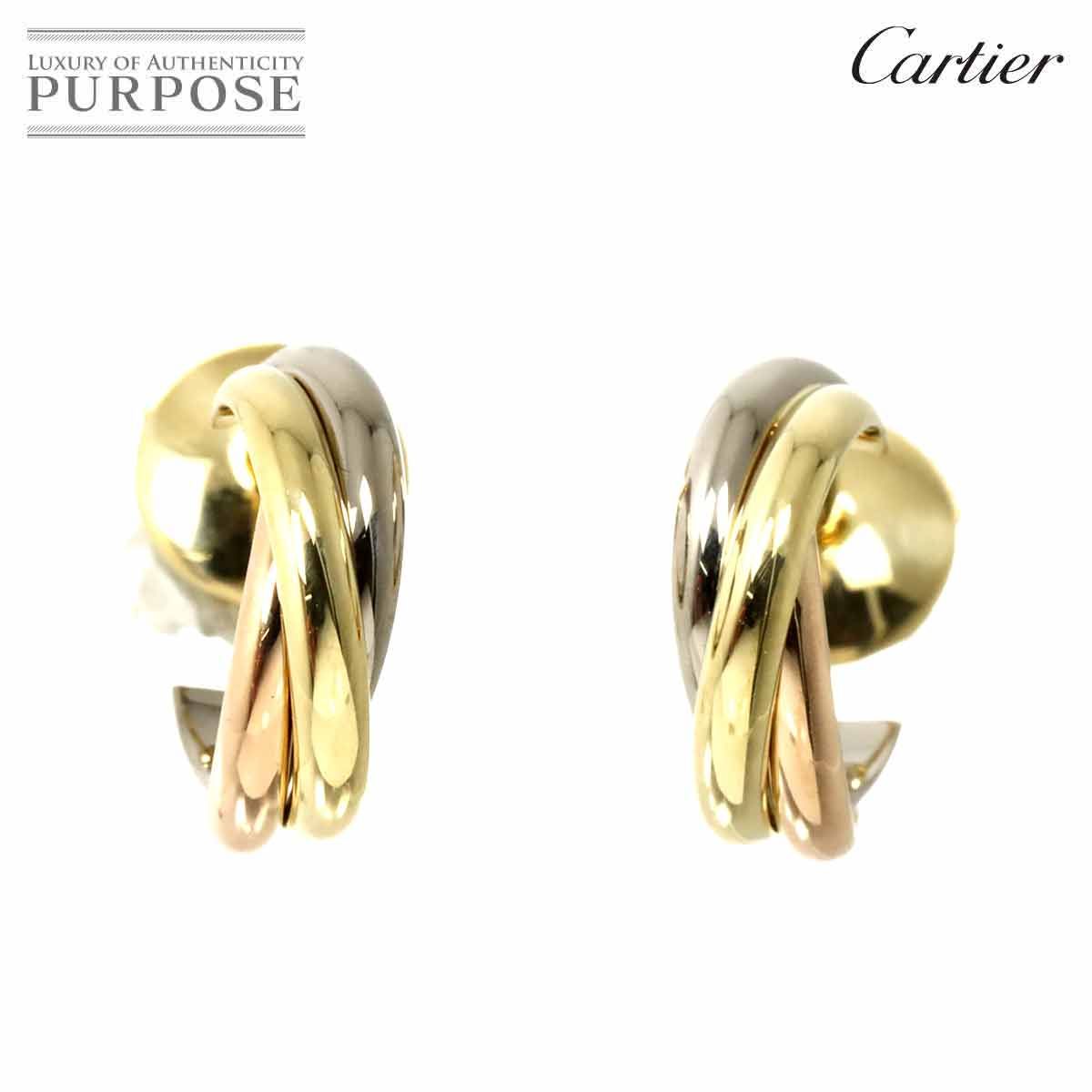 カルティエ Cartier トリニティ ピアス スリーゴールド K18 YG WG PG