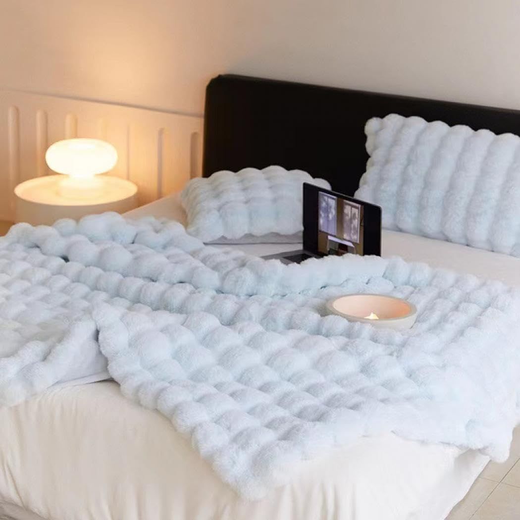 SUKAAGO ふわとろ毛布 シングル 冬用 厚手 ふわとろ 毛布 合わせ もこもこ毛布 ブランケット とろとろ 掛け布団 ふわふわ 100 x 160 cm 柔らか 暖かい 温 静電気防止 洗える 吸湿速乾 抗菌防臭 ブルー 180 200