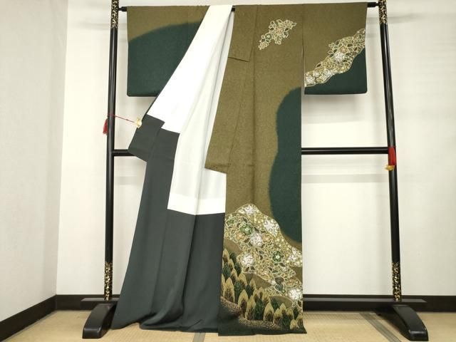 平和屋着物 林淳一 訪問着 辻が花 遠山花文 金彩 ロング丈 正絹 ck