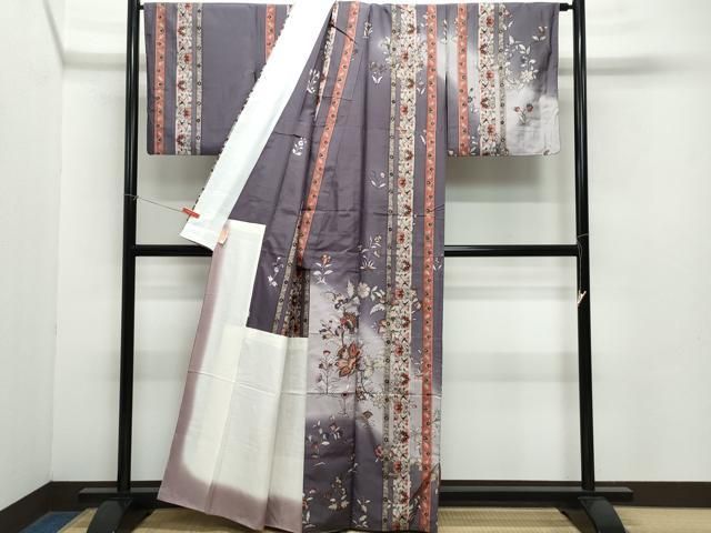 平和屋着物 訪問着 胴抜き仕立て 紬地 更紗花唐草文 正絹 vf