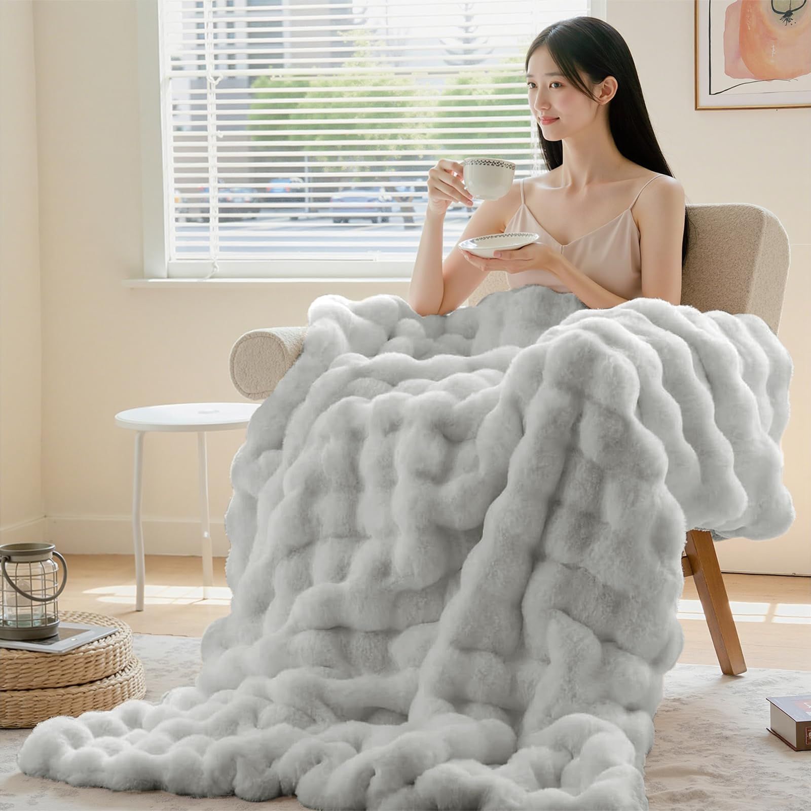 匿名配送】4.ベージュ_ブランケット ブルーム 今治産 ひざ掛け