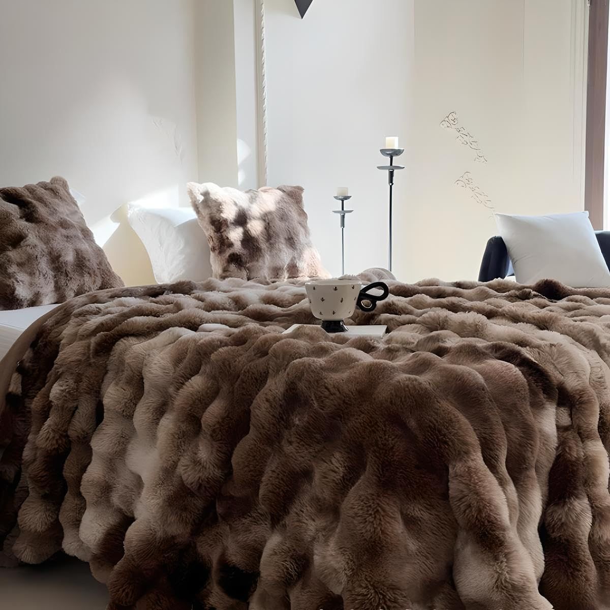 SUKAAGO 毛布 ふわとろ ブランケット 柔らかく肌触 暖かい シングル もこもこ あったか とろとろ 掛け布団 ふわふわ 布団 100x160cm 極温 静電気防止 洗える 吸湿速乾 冬用 厚手 (ブラウン， 130*160c