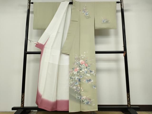平和屋着物 訪問着 友禅 作家物 枝花文 暈し染め 正絹 ut