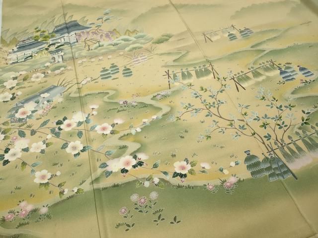 風景草花文 正絹