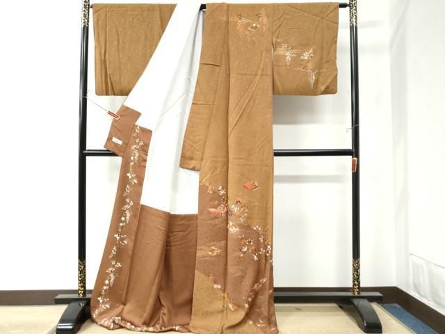 平和屋着物 訪問着 駒刺繍 立波冊子枝橘花蝶文 金彩 やまと誂製 ロング丈 正絹 yc