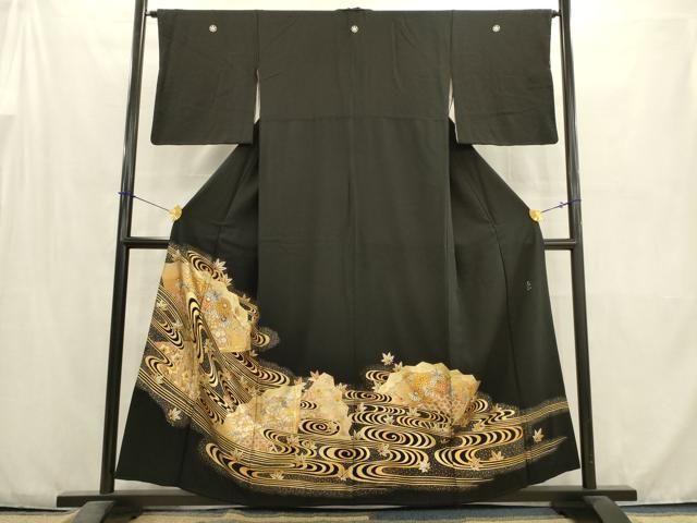 平和屋着物 金彩友禅 卓越技能者 名工 和田光正 黒留袖 流水扇面花文 金彩 正絹 ma