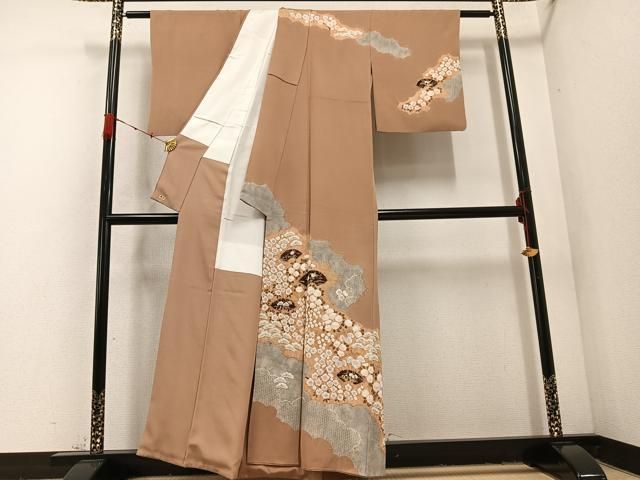 平和屋着物●十日町　名門　滝泰謹製　訪問着　絞り　花鳥文　ロング丈　正絹　逸品　未使用　AABE1667fy 平和屋着物○十日町 名門 滝泰謹製 訪問着 作家物 絞り 地紙草花文