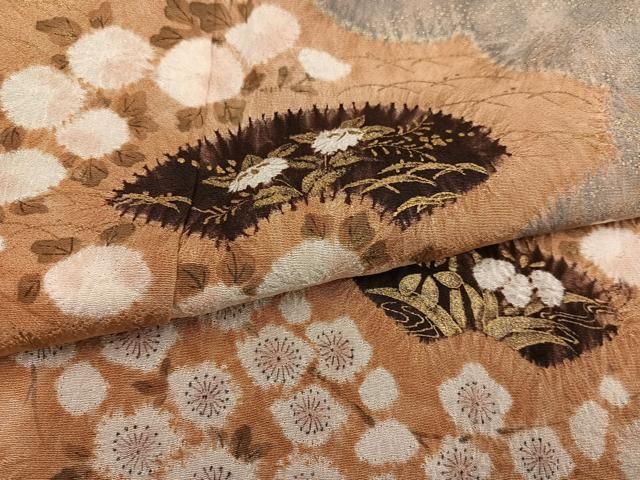 平和屋着物○十日町 名門 滝泰謹製 訪問着 作家物 絞り 地紙草花文