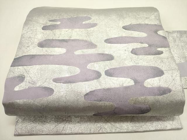 平和屋着物＊夏物 西陣 名古屋帯 帯反物 楓 銀糸 証紙付き 逸品 未使用