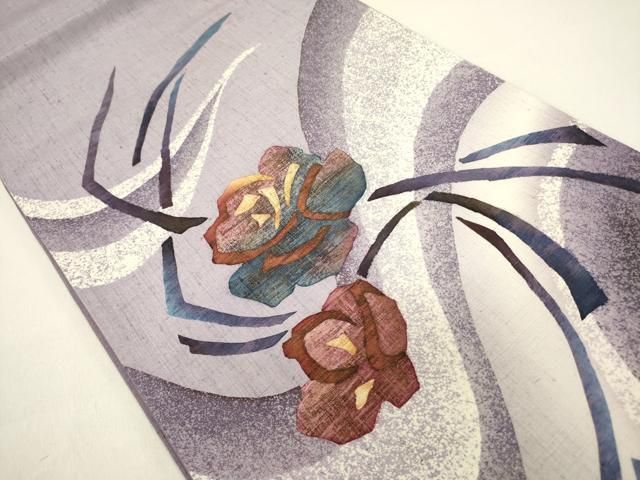 平和屋着物○太鼓柄袋帯 作家物 紬地 舞花 ろうけつ染め 正絹 逸品 未