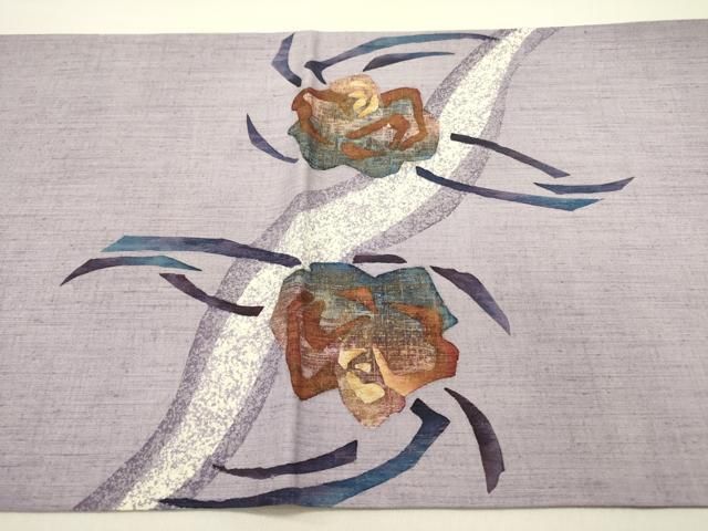 平和屋着物○太鼓柄袋帯 作家物 紬地 舞花 ろうけつ染め 正絹 逸品 未