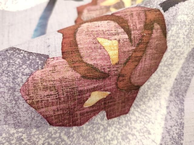 平和屋着物○太鼓柄袋帯 作家物 紬地 舞花 ろうけつ染め 正絹 逸品 未