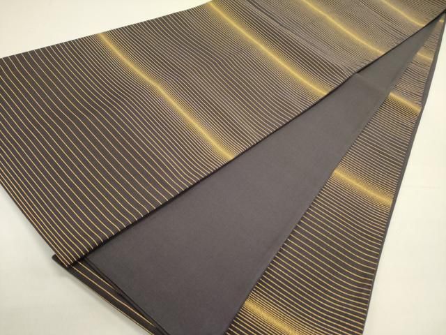 平和屋着物 全通柄袋帯 横段文 金糸 正絹 op