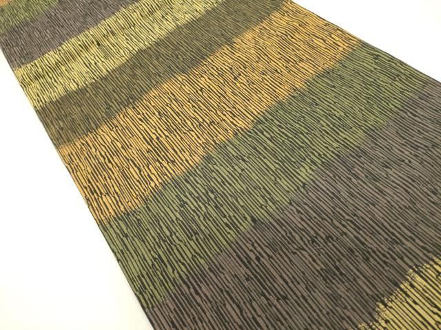 平和屋着物 綴れ 全通柄袋帯 横段文 正絹 op