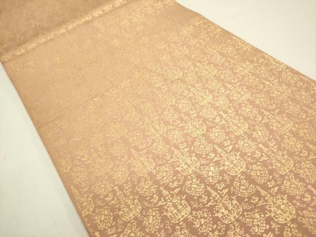 平和屋着物 西陣 川島織物 六通柄 本袋帯 更紗花文 金糸 正絹 op