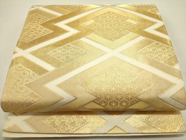 平和屋着物 西陣 川島織物 六通柄 本袋帯 松皮菱花文 金糸 三越扱い 正絹 op
