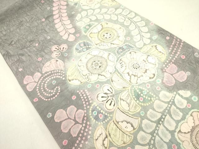 平和屋着物 太鼓柄袋帯 ふくれ織 辻が花 正絹 op