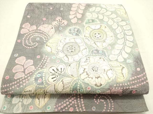 平和屋着物 太鼓柄袋帯 ふくれ織 辻が花 正絹 op